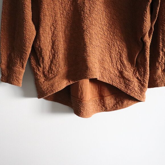 Lululemon Rippled Brown Sz 8 V-Neck Oversized High/Low Cotton Pullover Sweater - Picture 10 of 14